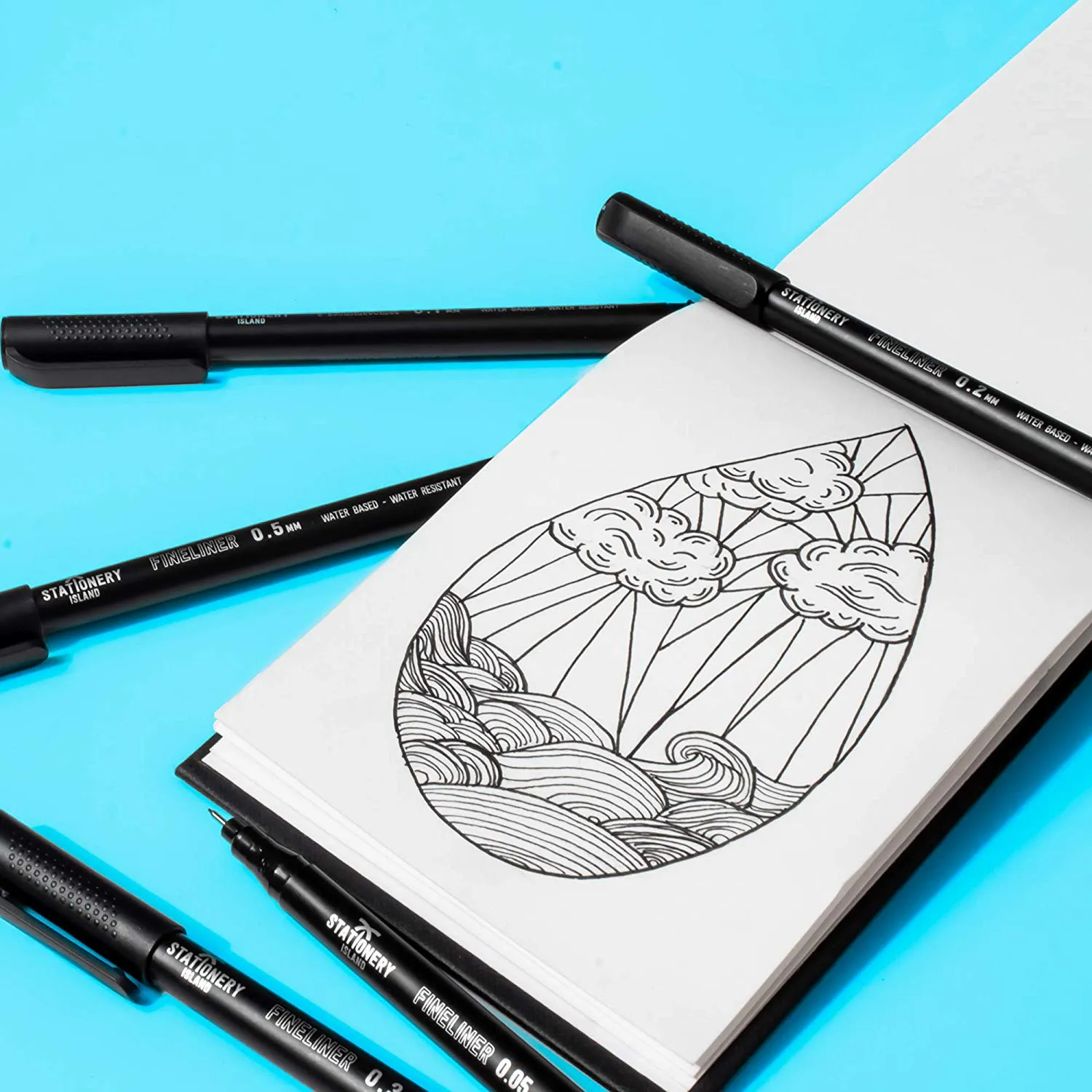 Black Fineliner Pens - Set of 6