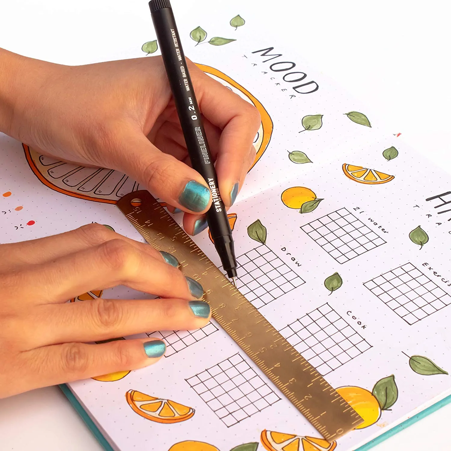 Black Fineliner Pens - Set of 6
