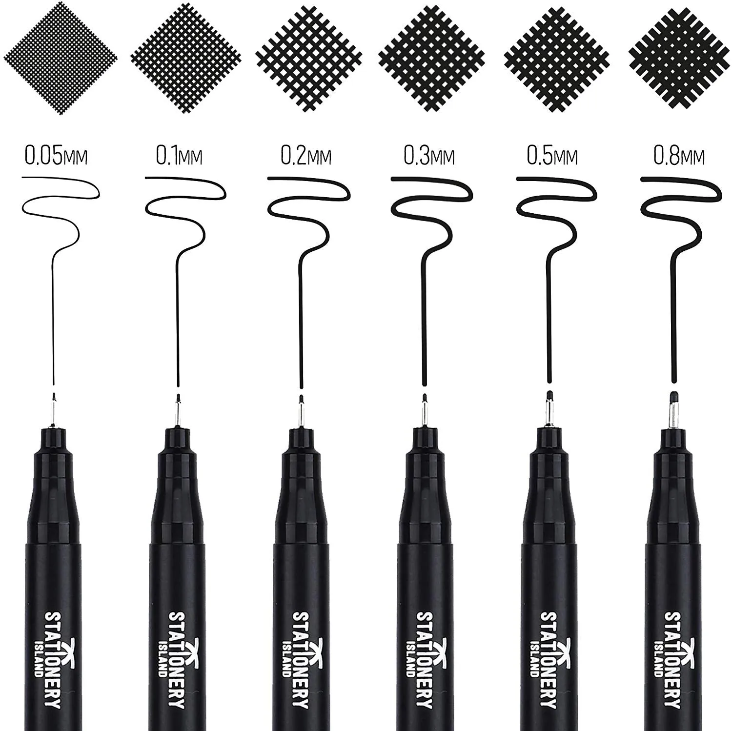 Black Fineliner Pens - Set of 6