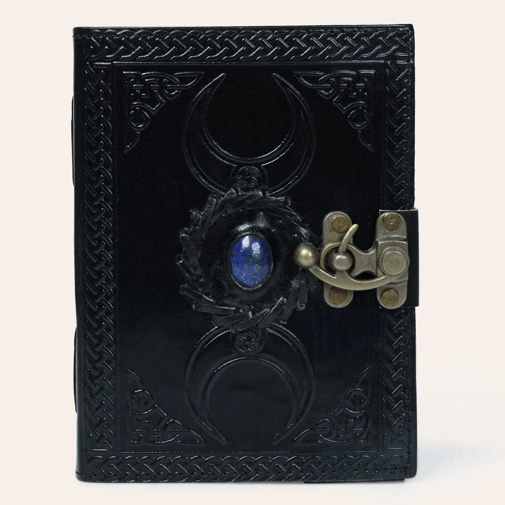 Black Leather Triple Moon Journal