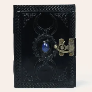 Black Leather Triple Moon Journal