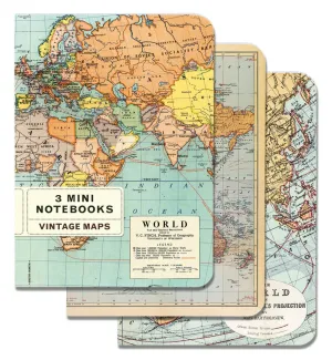 Cavallini & Co Mini Notebook Vintage Maps 3 pack