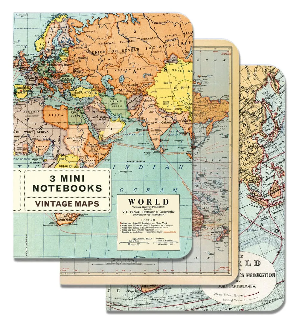 Cavallini & Co Mini Notebook Vintage Maps 3 pack