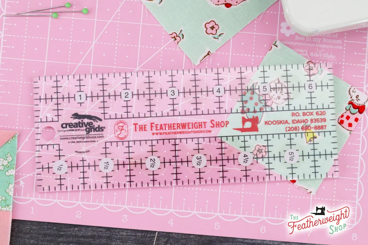 Cutting Ruler, Singer Featherweight CREATIVE GRIDS 2 1/2" x 6 1/2" (with self-grips)