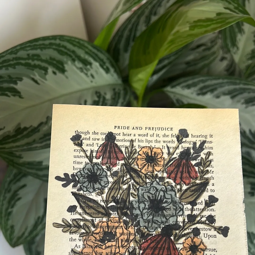 Floral Original Painted Book Page Paper #10