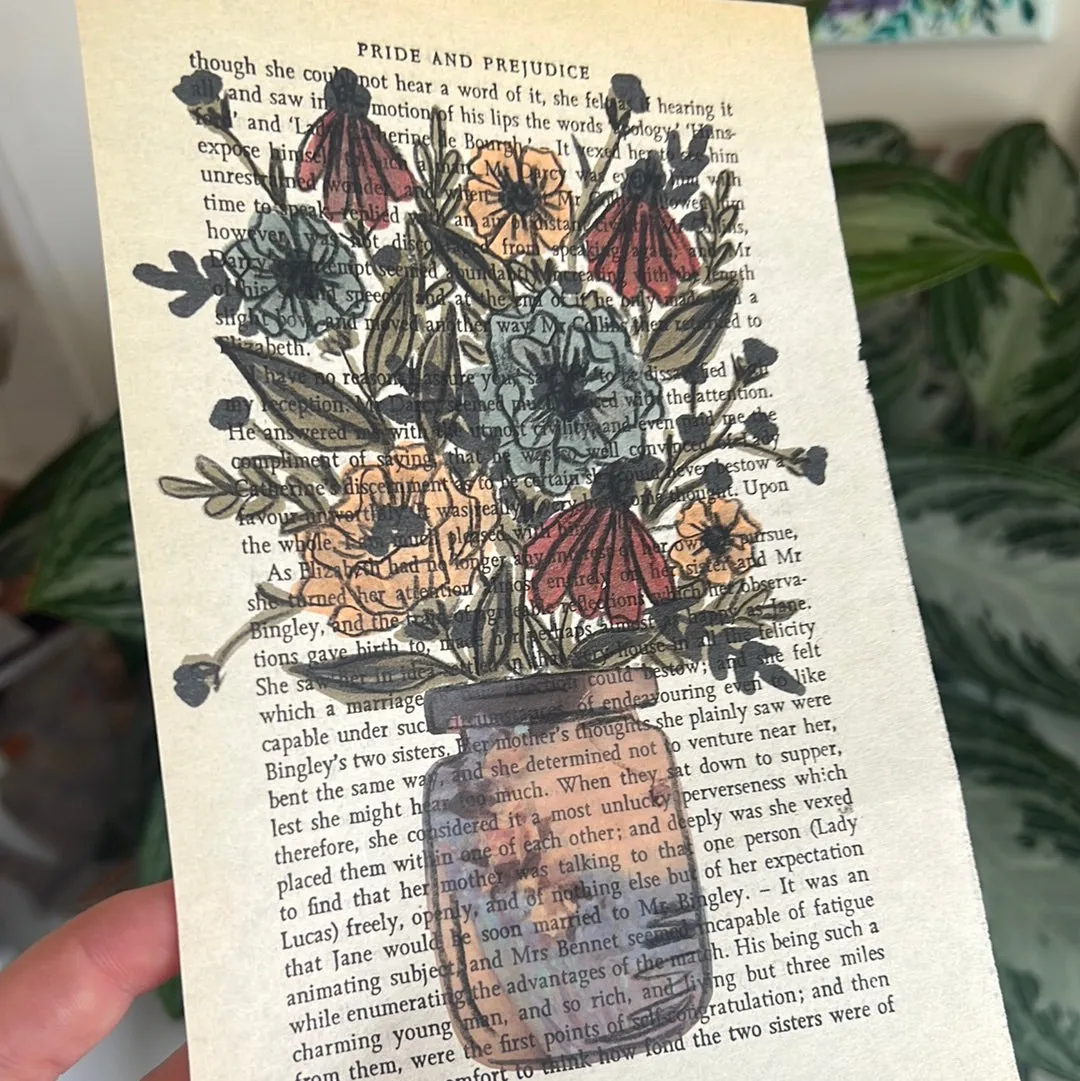 Floral Original Painted Book Page Paper #10