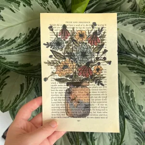 Floral Original Painted Book Page Paper #10