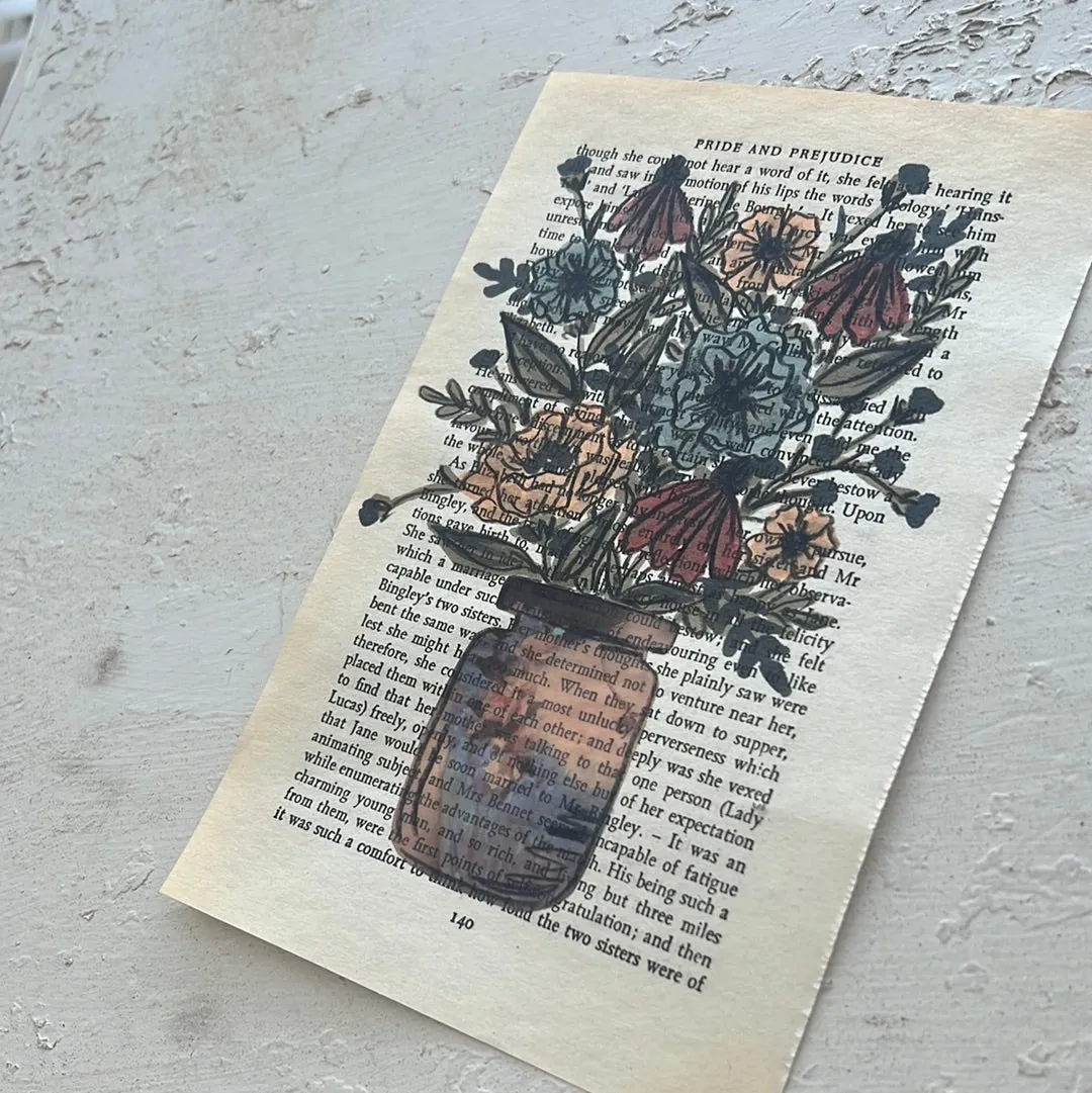 Floral Original Painted Book Page Paper #10