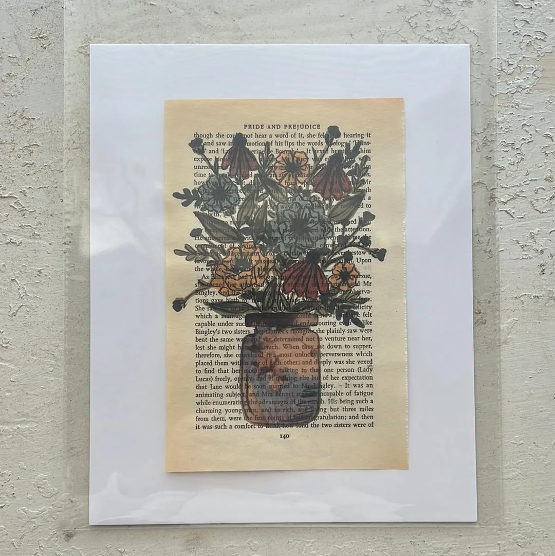 Floral Original Painted Book Page Paper #10