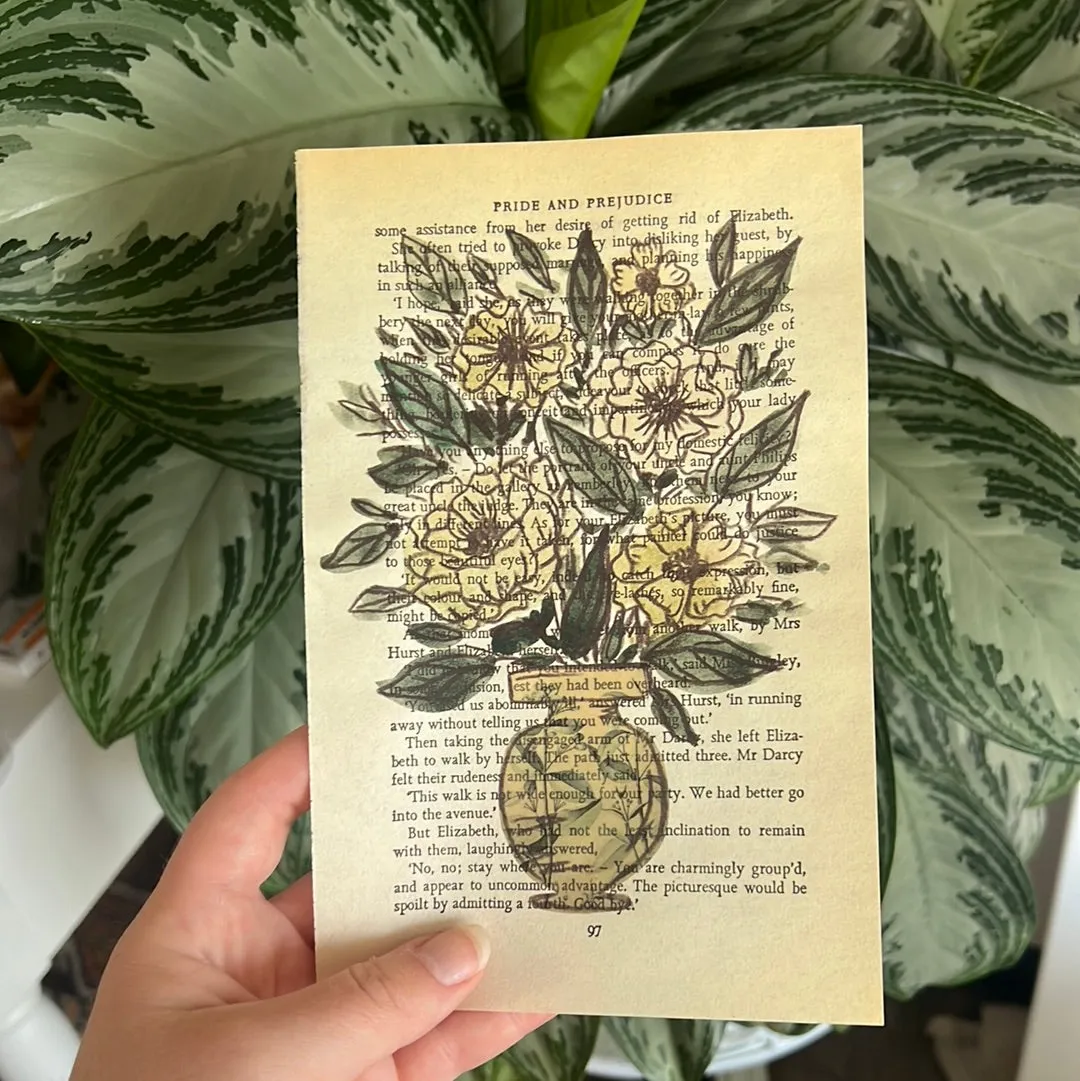 Floral Original Painted Book Page Paper #12
