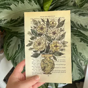 Floral Original Painted Book Page Paper #12