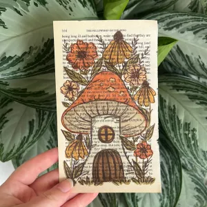 Floral Original Painted Book Page Paper #1