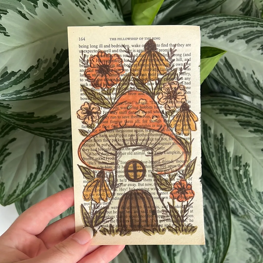 Floral Original Painted Book Page Paper #1