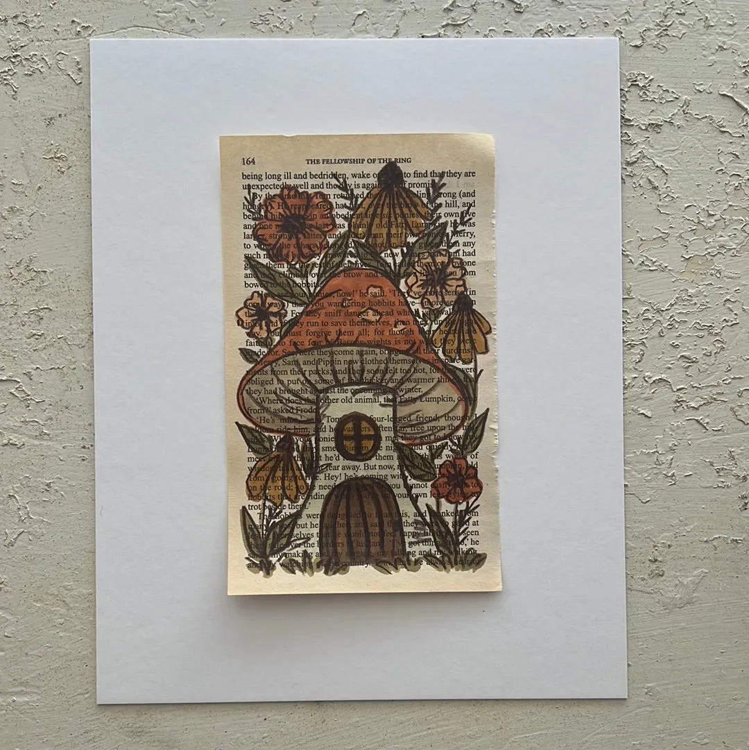 Floral Original Painted Book Page Paper #1