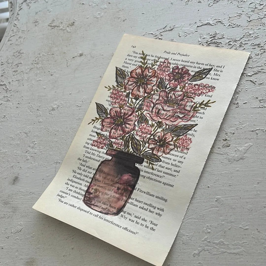 Floral Original Painted Book Page Paper #6