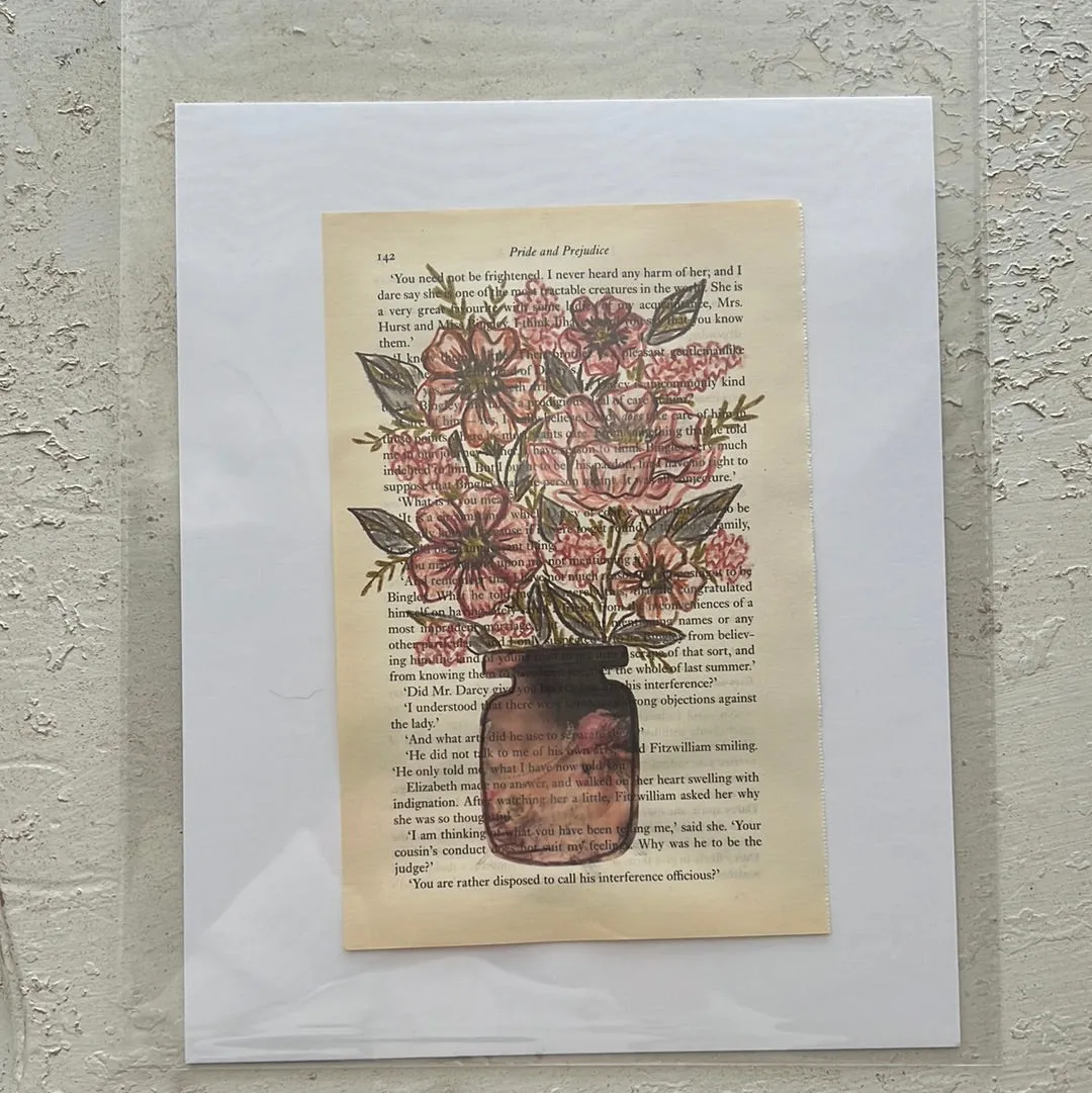 Floral Original Painted Book Page Paper #6