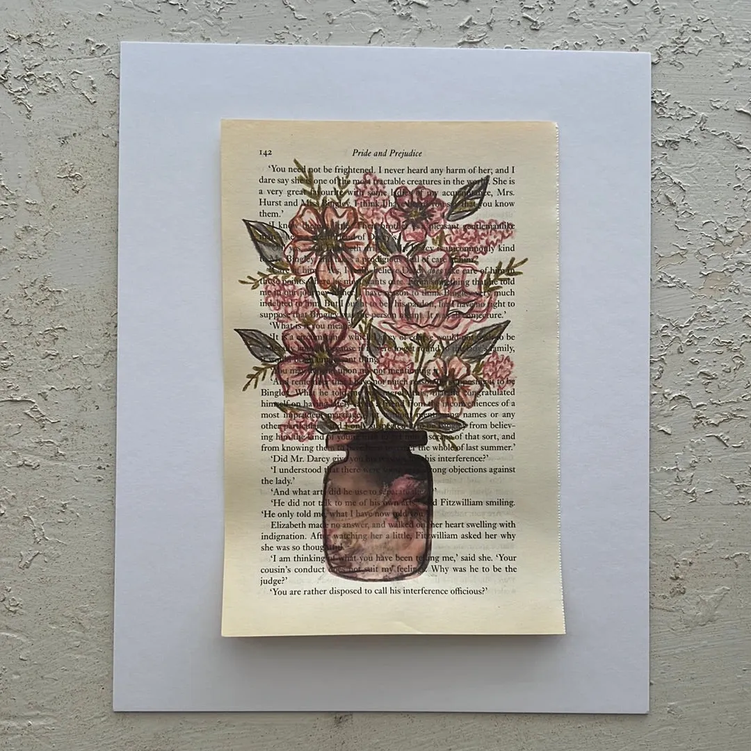 Floral Original Painted Book Page Paper #6