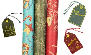 Mistletoe-Reindeer-SodaShoppe Wrapping Paper Set with 3 Rolls and Matching Gift Tags