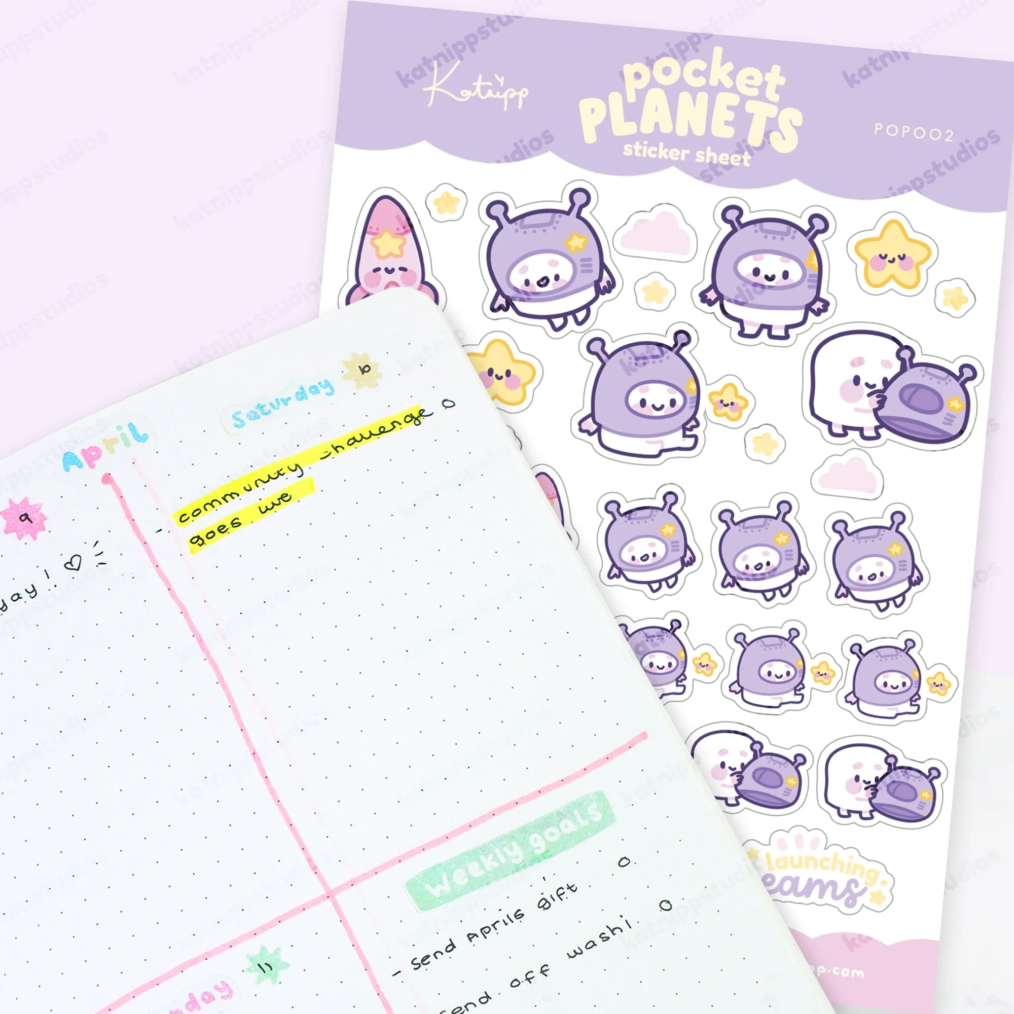 Pocket Planets: A6 Kawaii Sticker Sheet - Marshie & Friends Launching Dreams - POP002