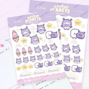 Pocket Planets: A6 Kawaii Sticker Sheet - Marshie & Friends Launching Dreams - POP002