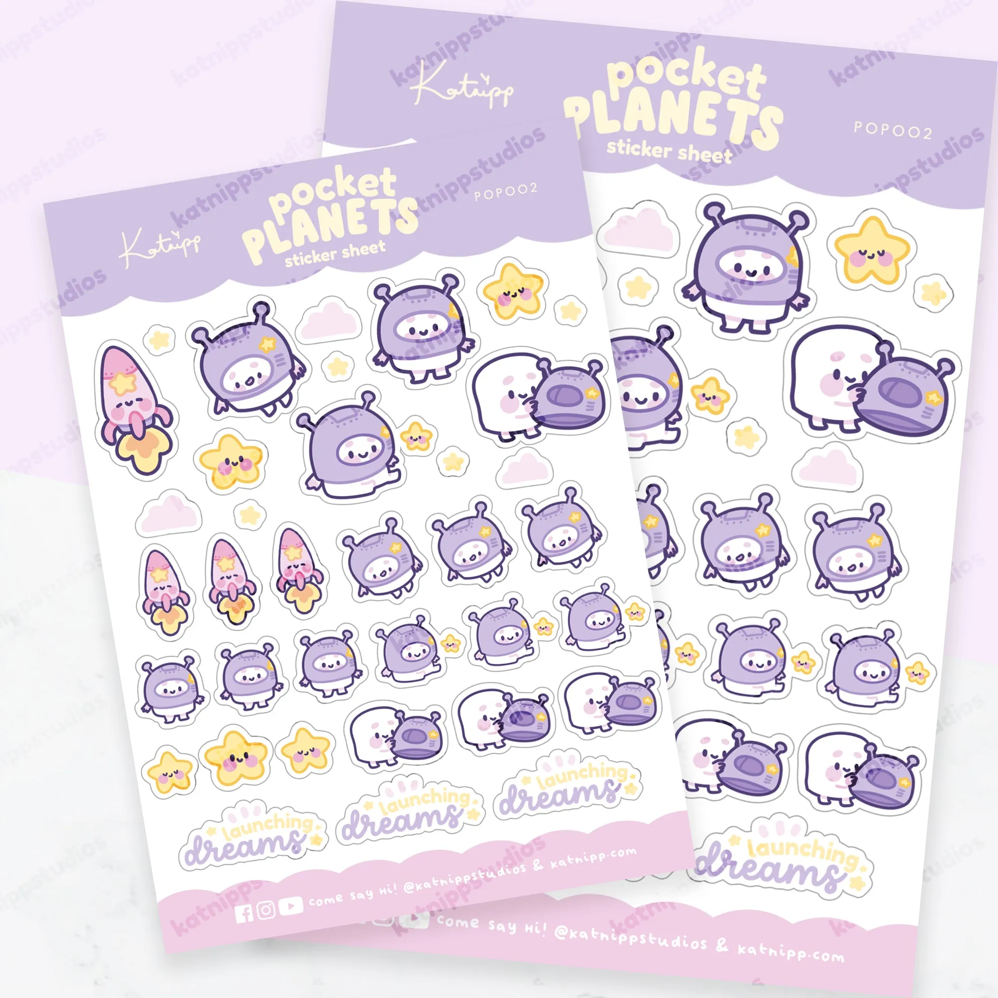 Pocket Planets: A6 Kawaii Sticker Sheet - Marshie & Friends Launching Dreams - POP002