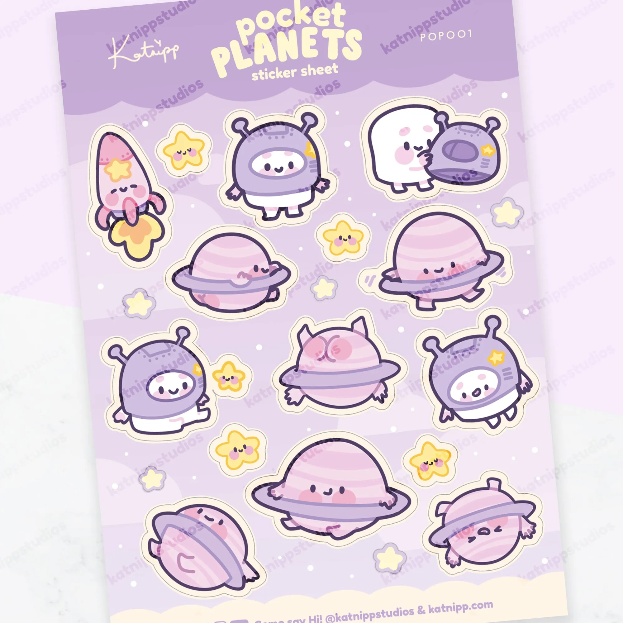 Pocket Planets: Marshie and Space Friends A5 Waterproof Vinyl Kawaii Sticker Sheet - POP001
