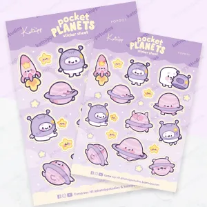 Pocket Planets: Marshie and Space Friends A5 Waterproof Vinyl Kawaii Sticker Sheet - POP001
