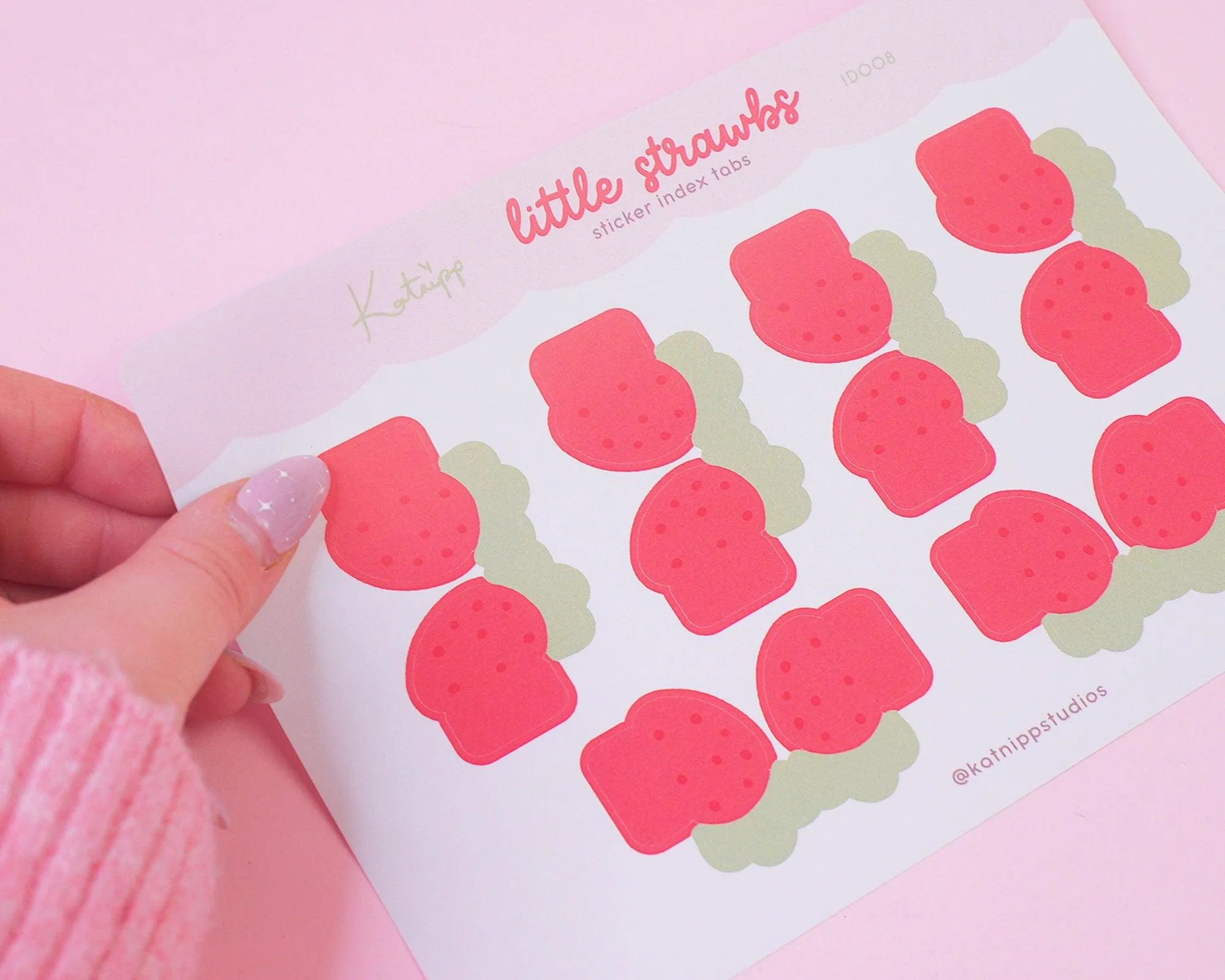 Strawberry Index Tab Stickers | Kawaii Organisational Tabs | Cute Planner & Notebook Dividers | ID008