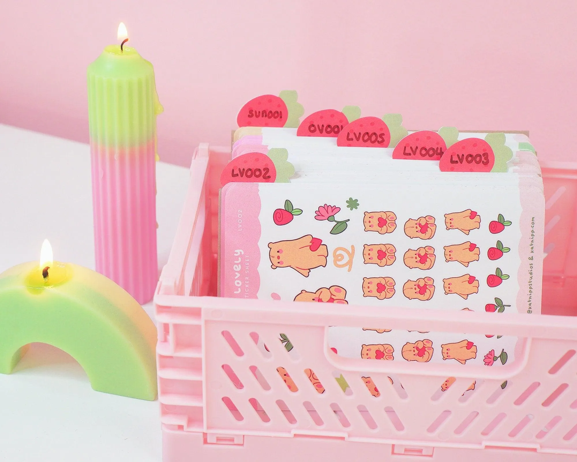 Strawberry Index Tab Stickers | Kawaii Organisational Tabs | Cute Planner & Notebook Dividers | ID008