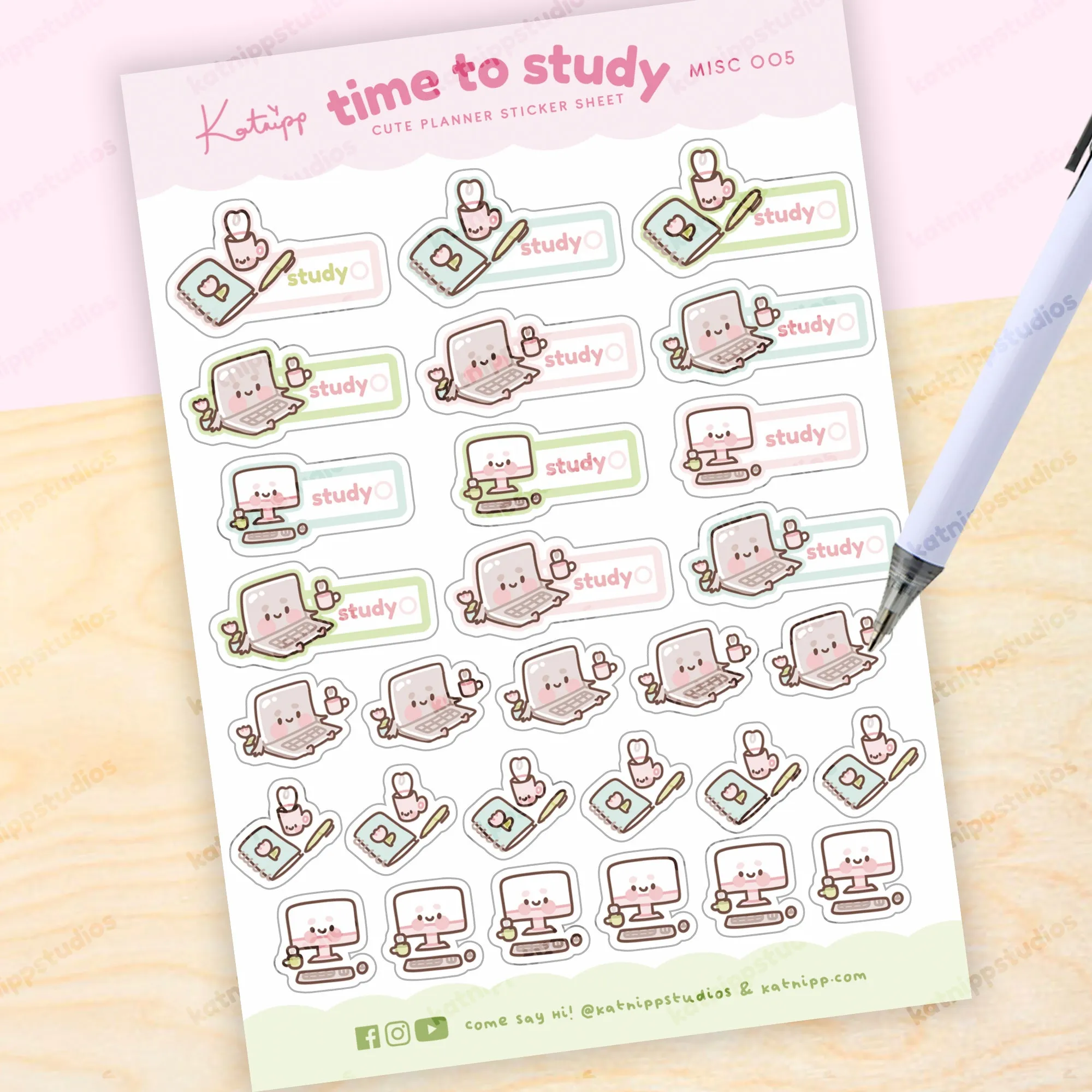 Time To Study Sticker Sheet - MISC 005