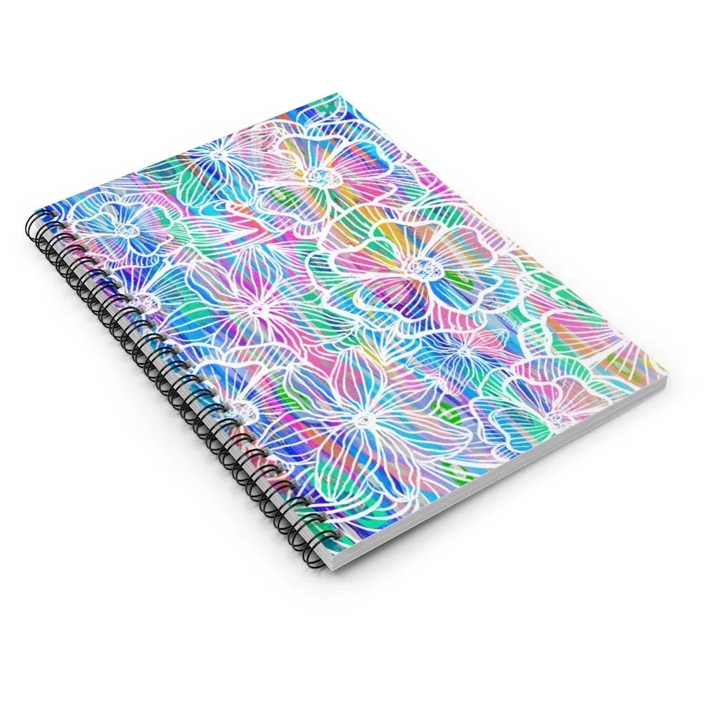 White Floral Spiral Notebook - Ruled Line